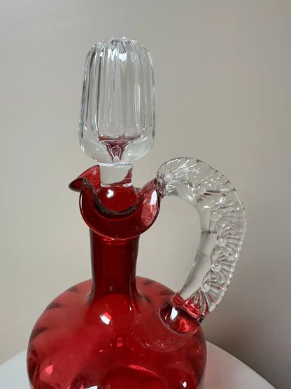Victorian Cranberry Glass Hand‑Blown Decanter