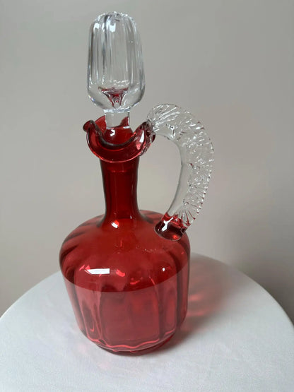 Victorian Cranberry Glass Hand‑Blown Decanter