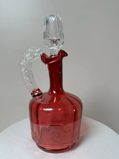Victorian Cranberry Glass Hand‑Blown Decanter