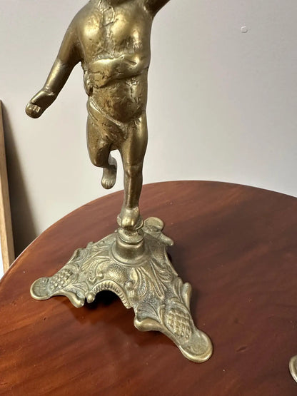 French Brass Cherub Candlestick Holders | Set of 2