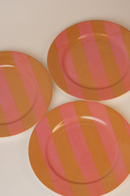 Pink & Orange Striped Plate | Set of 2