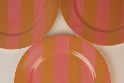 Pink & Orange Striped Plate | Set of 2