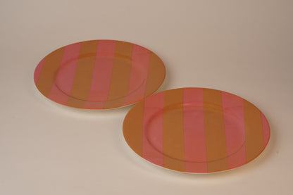 Pink & Orange Striped Plate | Set of 2