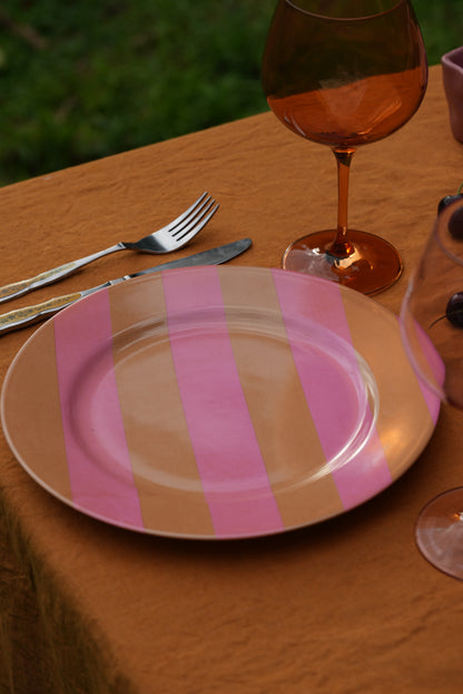 Pink & Orange Striped Plate | Set of 2