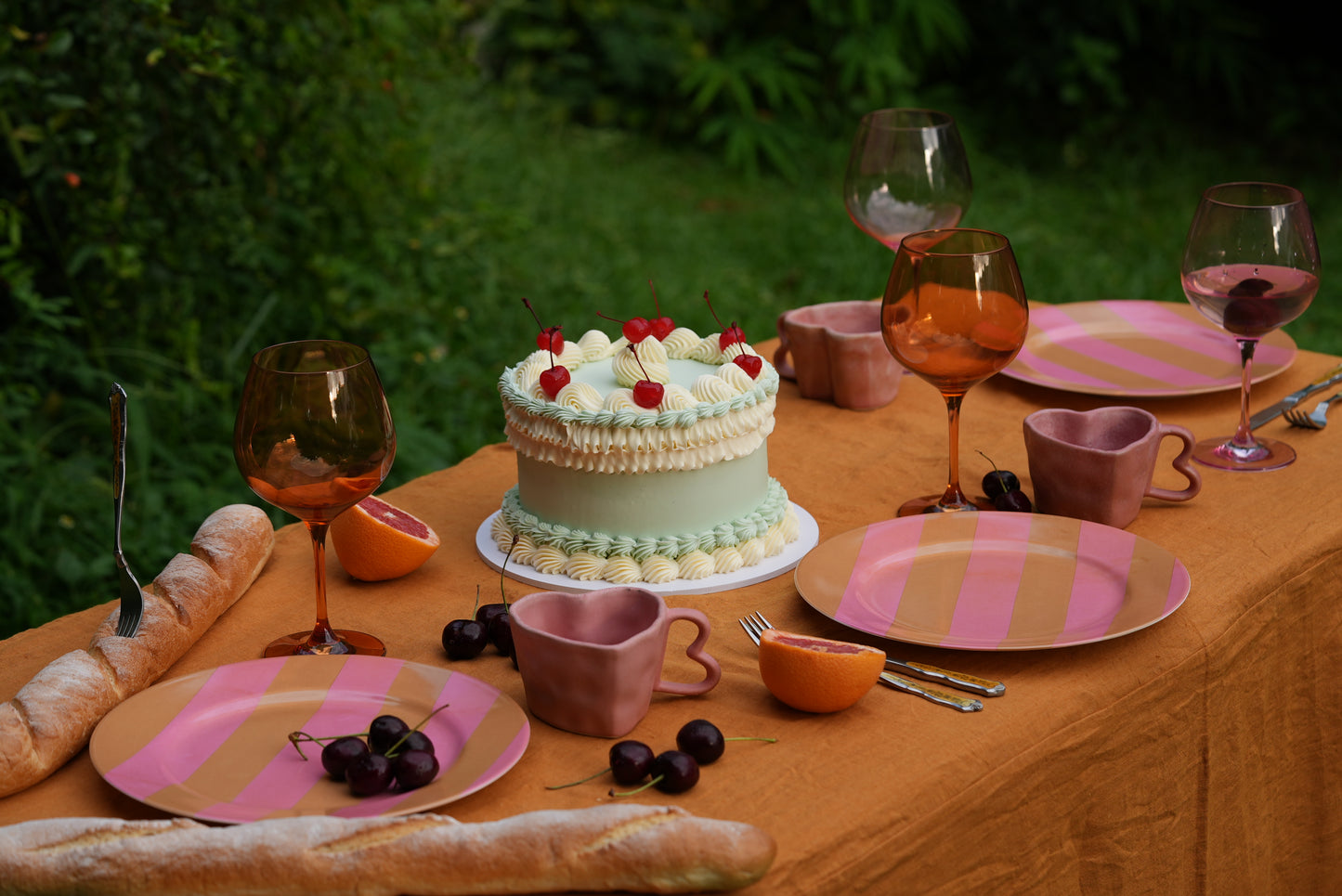 Pink & Orange Striped Plate