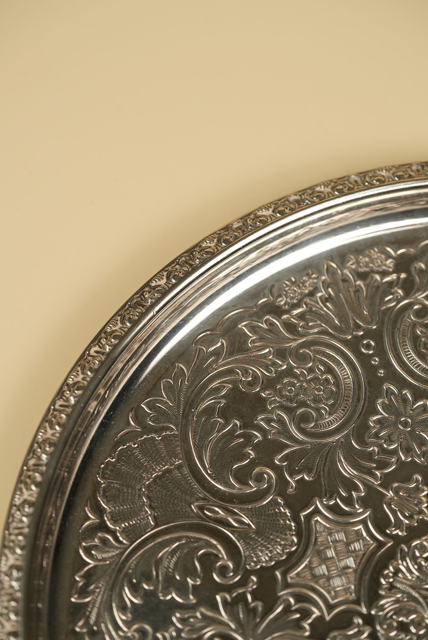 Silver-Plated Engraved Serving Tray
