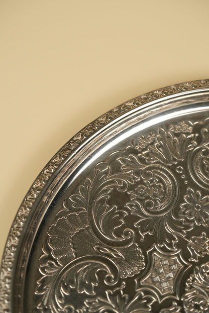 Silver-Plated Engraved Serving Tray