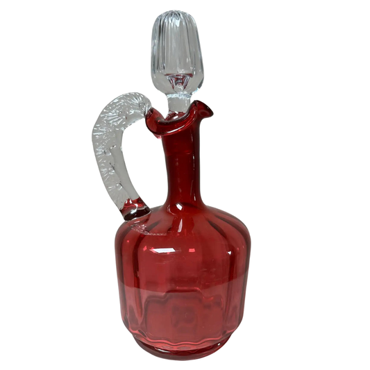 Victorian Cranberry Glass Hand‑Blown Decanter