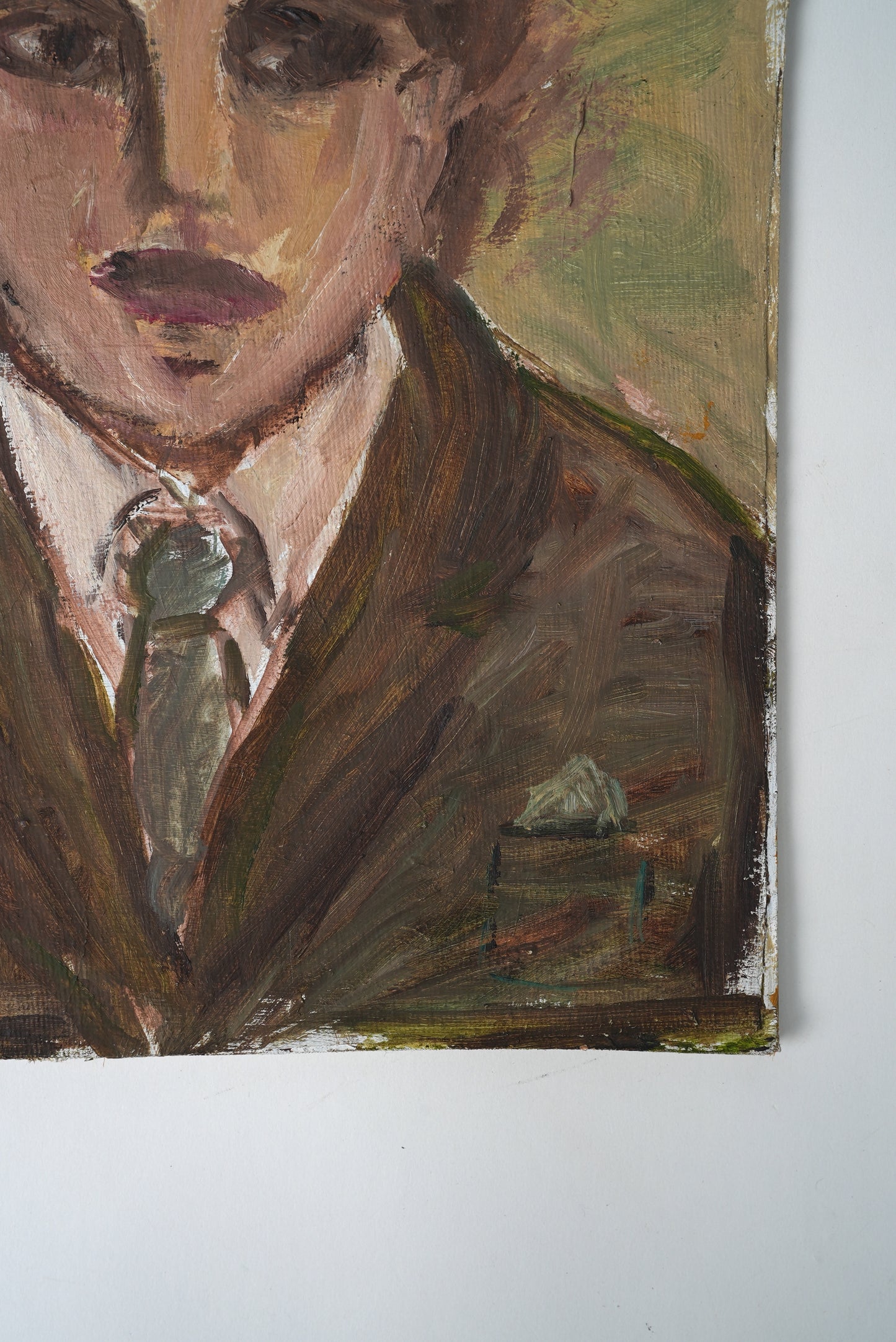 Vintage Expressive Portrait, Oil on wooden board