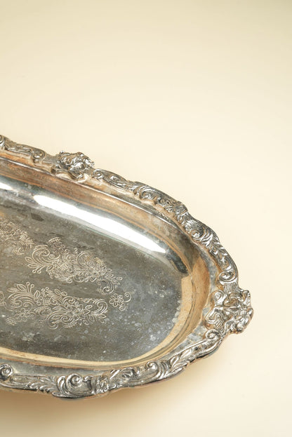 Ornate Silver-Plated Engraved Tray