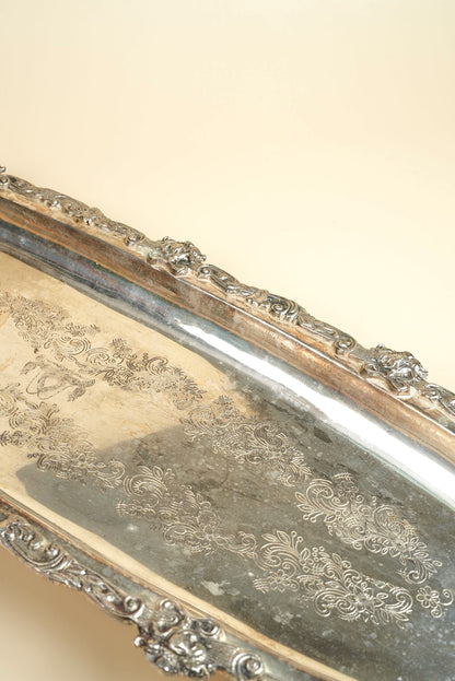 Ornate Silver-Plated Engraved Tray