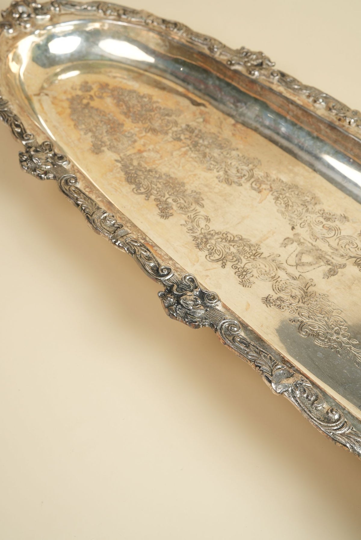 Ornate Silver-Plated Engraved Tray