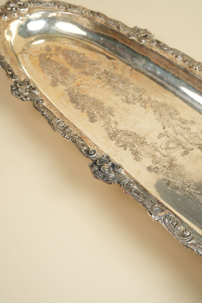 Ornate Silver-Plated Engraved Tray